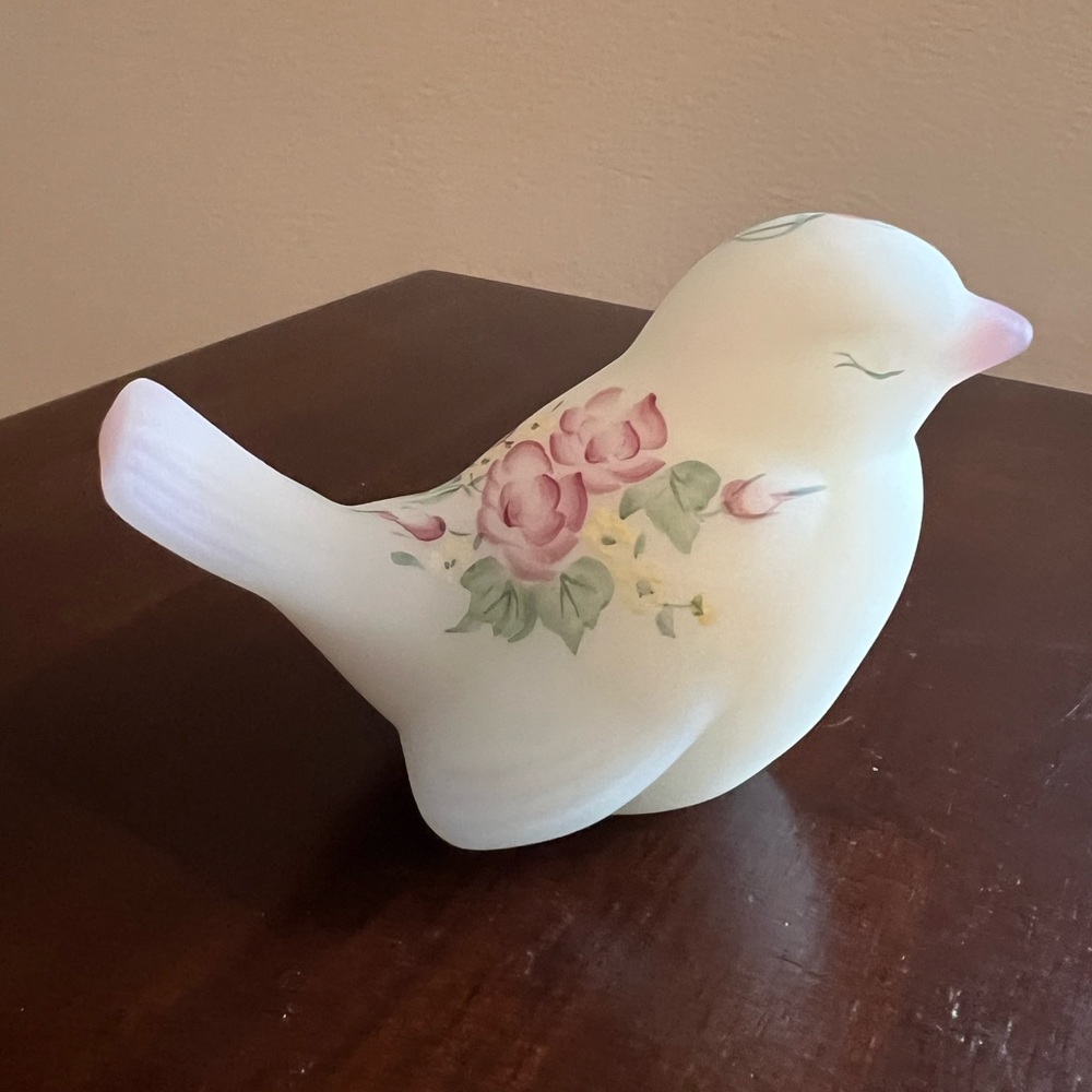 Fenton Hand-painted White Bird.